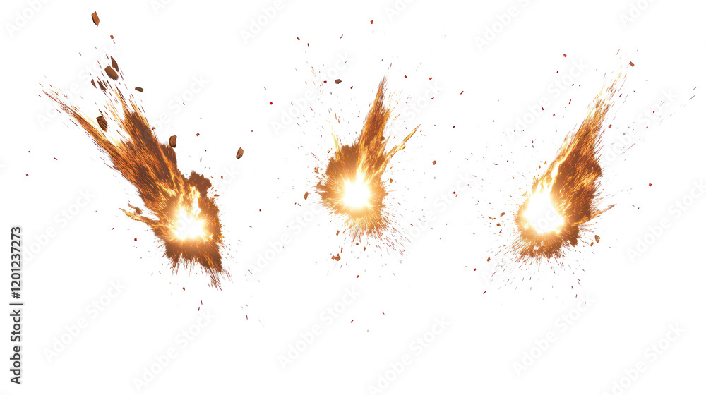 Poster power blast effects on transparent background generative ai