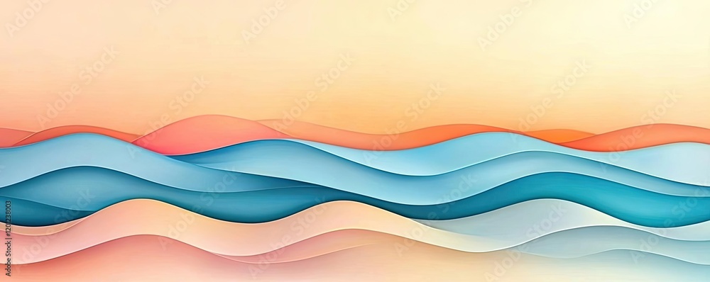 Poster ocean watercolor idea. abstract wavy design with soft colors, ideal for modern web backgrounds and p