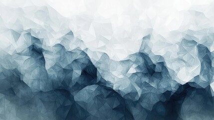 Polygon watercolor concept. Abstract geometric background in shades of blue and white, ideal for various designs.