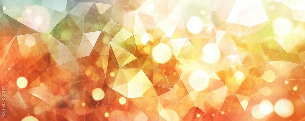 Poster polygon watercolor concept. abstract colorful background with geometric shapes and light bokeh effec