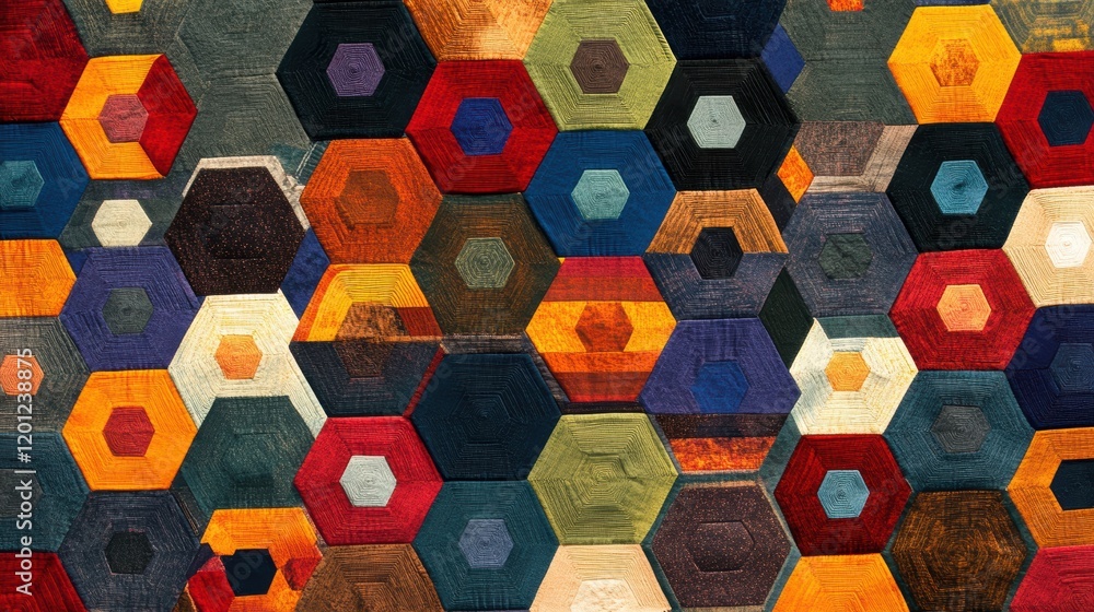 Poster dynamic hexagonal patterns high fidelity color fusion in digital art design