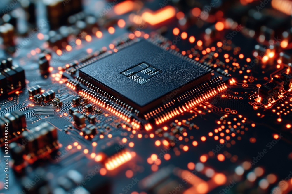 Poster High-quality image of a computer motherboard, ideal for tech-related projects and designs