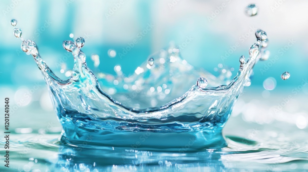 Poster a vibrant splash of water creates ripples in a tranquil setting, beautifully captured with a soft bo