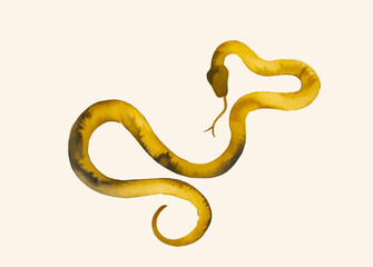 Obraz premium watercolor Golden Snake Pattern, 2025 Year of the Snake Decoration, 12 Zodiac Signs of the Snake, Chinese Year of the Snake, New Year, Lunar New Year