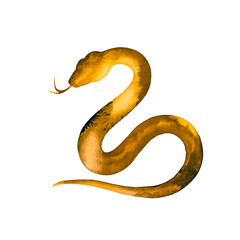 watercolor Golden Snake Pattern, 2025 Year of the Snake Decoration, 12 Zodiac Signs of the Snake, Chinese Year of the Snake, New Year, Lunar New Year