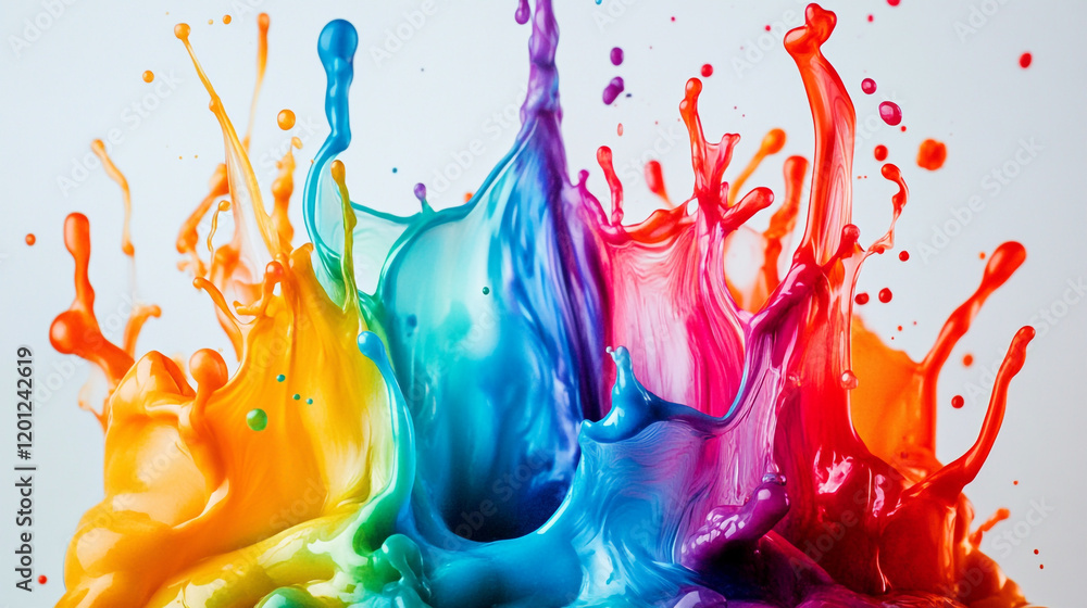 Poster colorful water splashes create vibrant patterns in artistic display