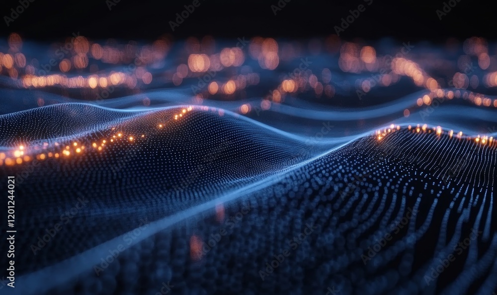 Wall mural abstract connected dots and lines on blue background. communication and technology network concept w