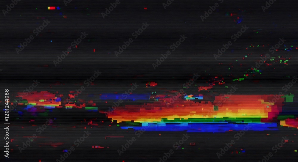 Poster Creative glitch texture, video background static color noise glitch error video damage bad interference and no signal, Test Screen Glitch abstract Texture