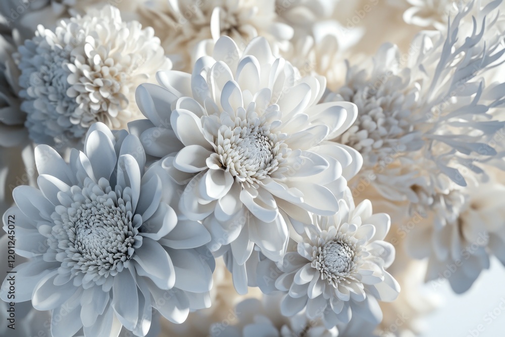 Poster a vase filled with white flowers sits atop a table, ready for display