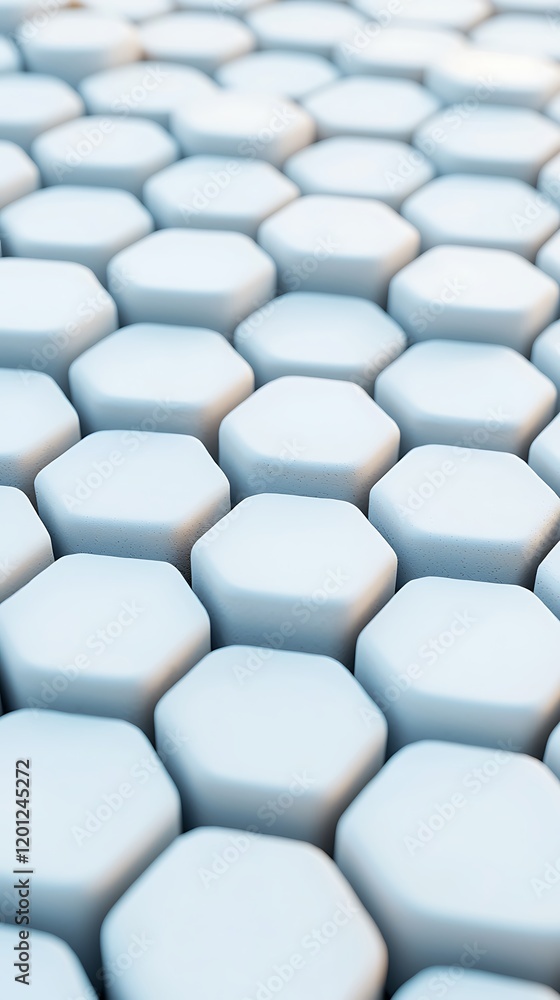 Aufkleber a close-up of a hexagonal pattern in soft blue tones, showcasing geometric shapes arranged neatly ag