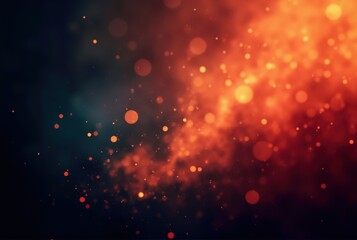 Fototapeta premium Abstract orange and dark bokeh lights creating festive atmosphere