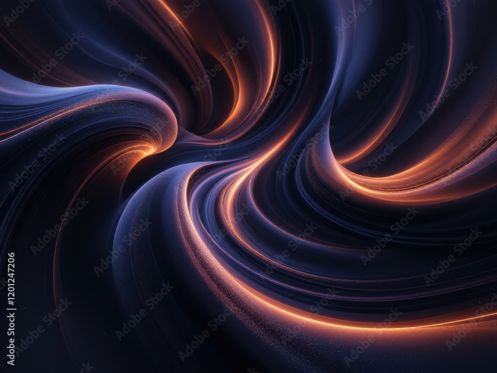 Poster abstract dynamic swirling light pattern with glowing waves in dark space
