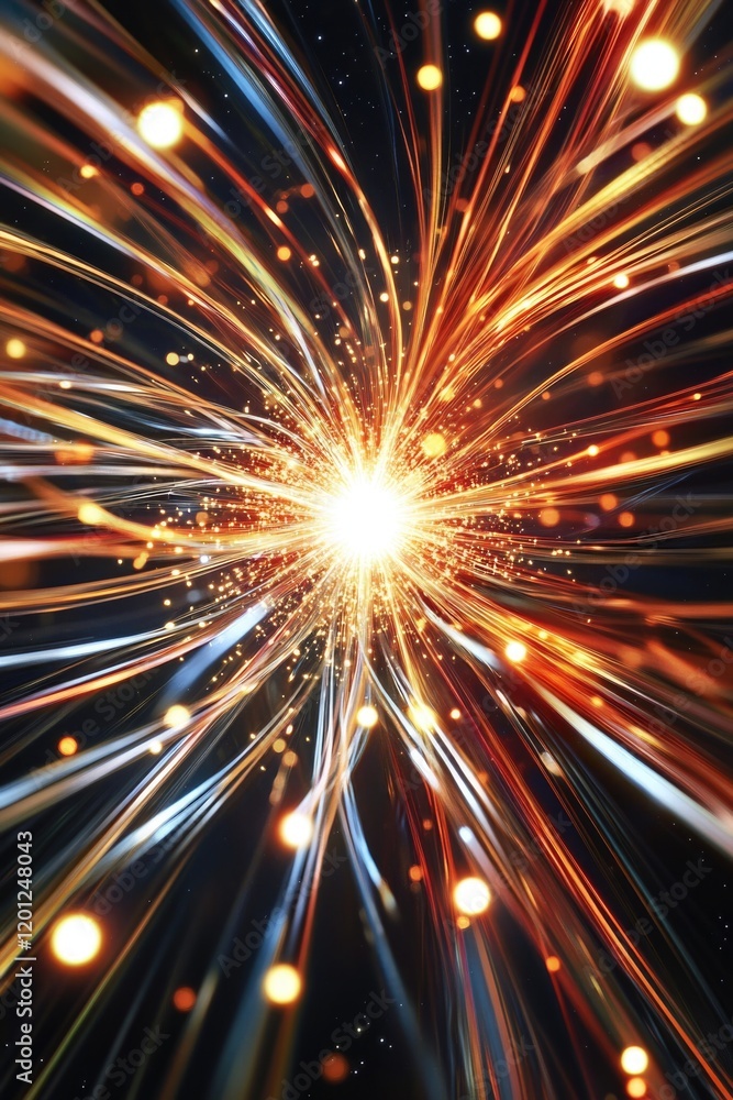 Poster a vibrant starburst on a dark and contrasting black background, perfect for highlighting or accentua
