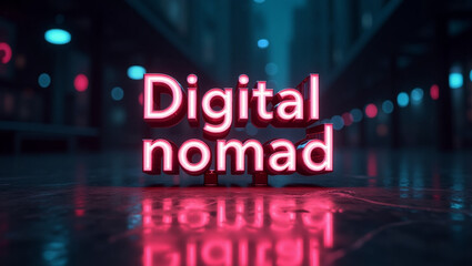 Glowing Neon Text Effect Featuring 'Digital Nomad' Typography