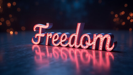 Glowing Neon Text Effect Featuring 'Forever Freedom' Typography