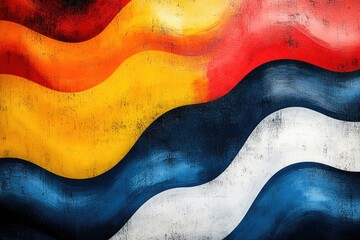 Obraz premium A vibrant and playful wall mural featuring a repeating wave pattern in bright colors