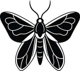 Cute Moth silhouette vector illustration, Moth line art vector, Moth vector design