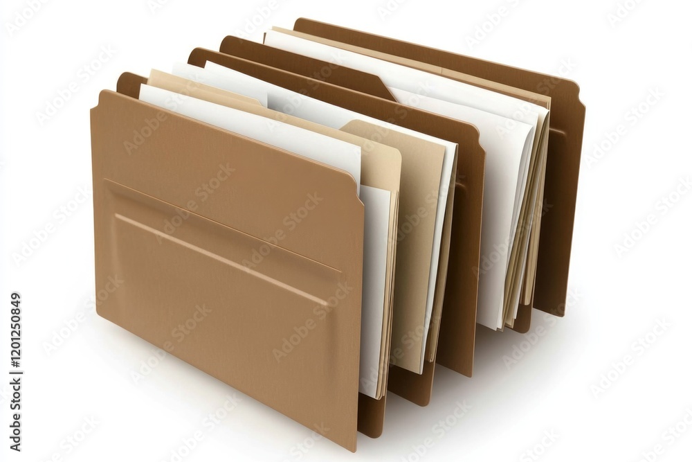 Poster A collection of file folders stacked vertically, often used as a decorative element or to add texture to an image