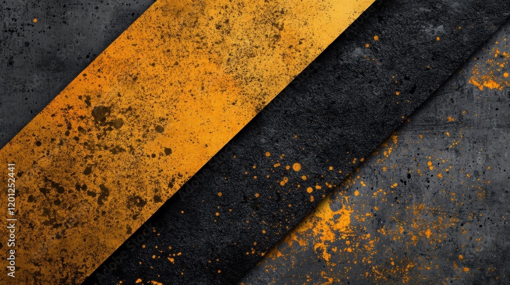 Poster contrasting black and gold shapes form a dynamic abstract composition, showcasing textures and color