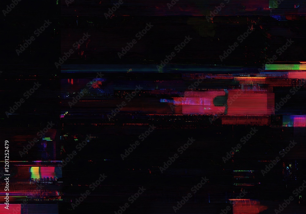 Poster creative glitch texture, video background static color noise glitch error video damage bad interfere