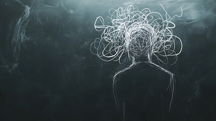 A person's head is covered in white lines