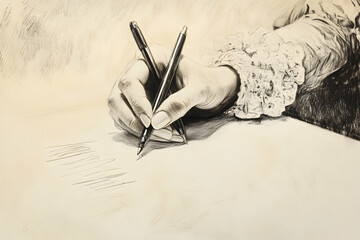 Female hand writing on paper, representing quality and precision in work