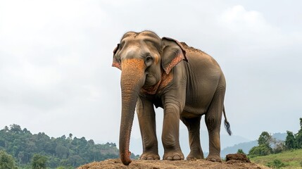 Obraz premium Majestic Asian Elephant in Tropical Landscape