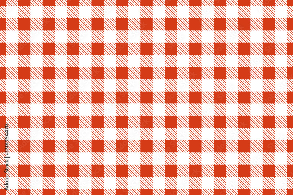 Fototapete seamless red and white gingham pattern. texture from rhombus, squares. vector gingham striped checke