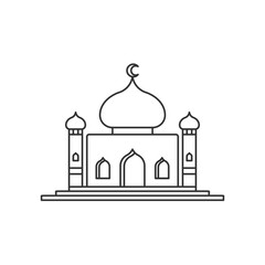 Colorful Flat Mosque Illustration with Golden Domes and Crescents