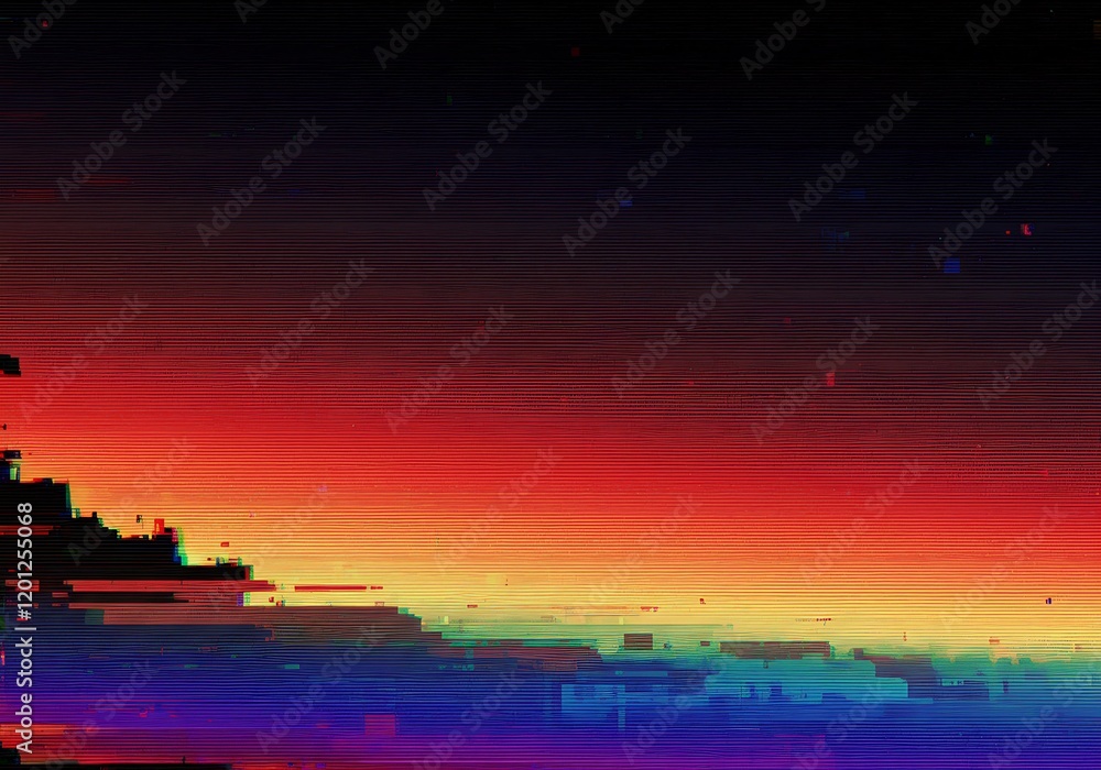 Poster creative glitch texture, video background static color noise glitch error video damage bad interfere