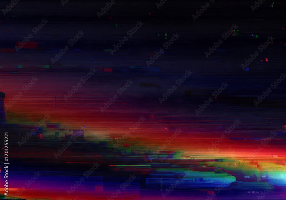 Poster creative glitch texture, video background static color noise glitch error video damage bad interfere