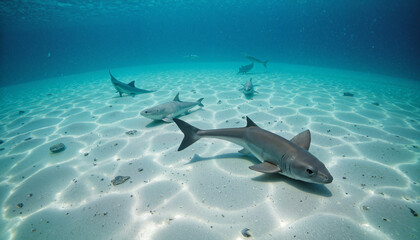 Obraz premium Graceful sawfish gliding through shallow waters, marine exploration