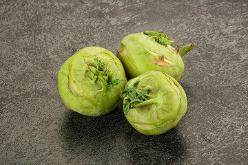 Raw fresh organic kohlrabi cabbage