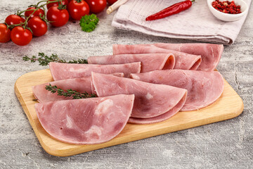 Sliced pork ham sausages slices