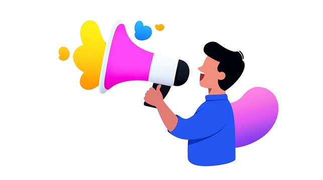recommend clip art: Person using a megaphone making an announcement