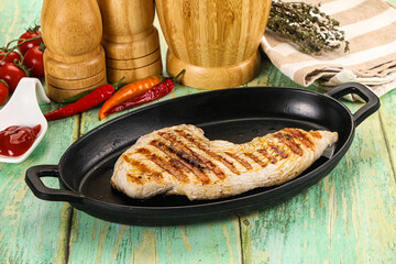 Grilled Turkey fillet breast served sauce
