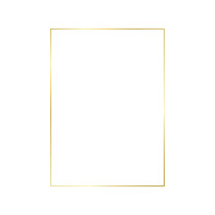 Decorative gold rectangle frame for note text. Vintage rectangular shape from line. Highlight and underline text box decorative. Golden line border. Vector on isolated background illustration
