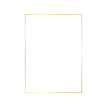 Decorative gold rectangle frame for note text. Vintage rectangular shape from line. Highlight and underline text box decorative. Golden line border. Vector on isolated background illustration