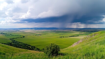 Fototapeta premium Vast landscape with approaching storm