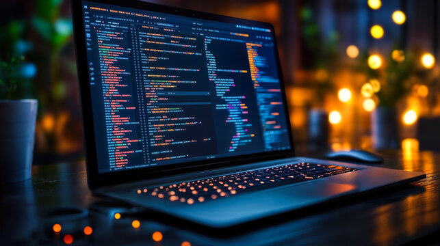 Laptop Displaying Web Development Code Enhancing Application Optimization and User Experience