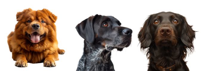 Face of dog collection isolated on transparent background. PNG. Generated AI