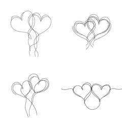 minimalist one line drawing of two intertwined hearts, symbolizing love, connection, and togetherness a modern and elegant valentine’s day illustration.