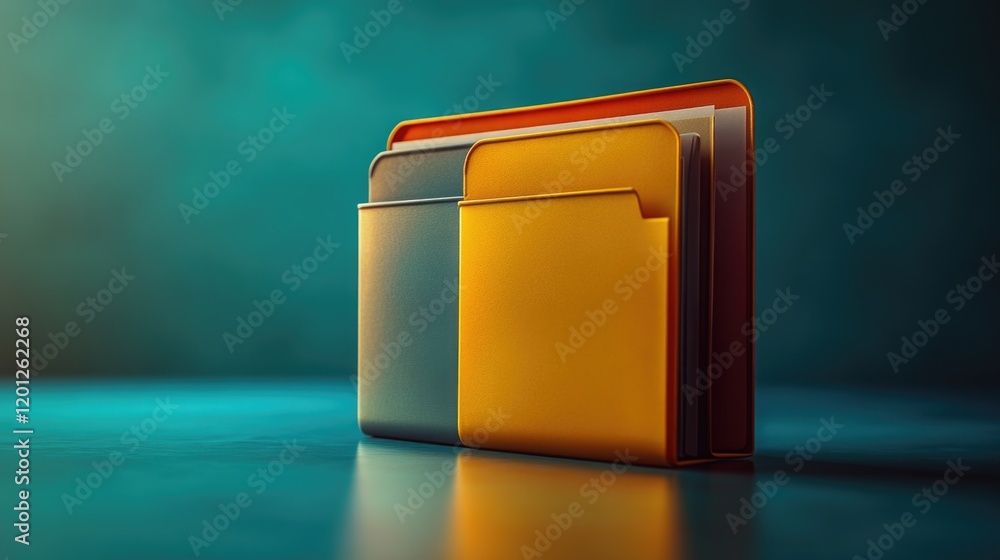 Poster A simple yellow folder sits on top of a table, ready for use
