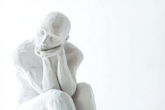 A person sitting on a stool, possibly meditating or thinking