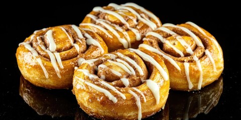 A close-up view of a group of colorful doughnuts with sweet icing