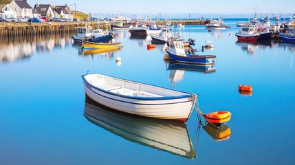 Obraz premium Colorful Boats in Calm Harbor