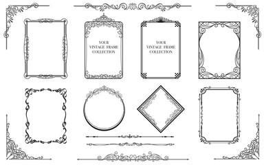 Vintage vector Set. Decorative vector frames and borders. Floral elements for design of monograms, invitations, menus, labels..eps
