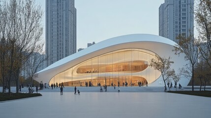 Fototapeta premium Modern Architectural Masterpiece The Exterior of a Contemporary Performing Arts Center