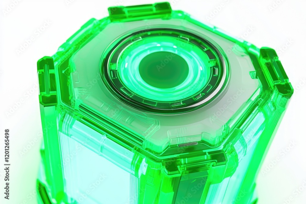 Poster a close-up shot of a green object on a white background