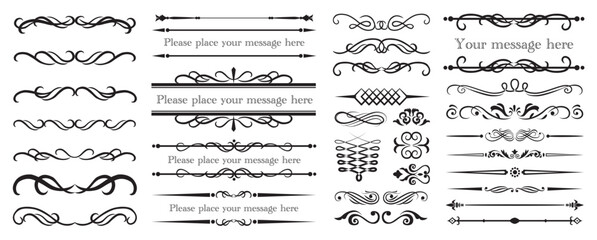 Vintage set of text dividers for your projects. Decoration calligraphic ornaments. Vintage border vector set for greeting and invitation cards, certificate.eps